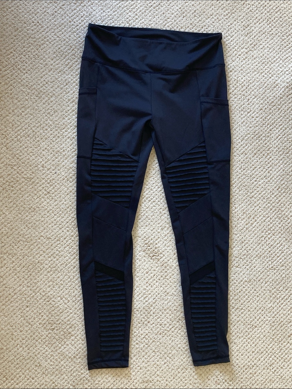 Constantly Varied Gear Black Ribbed-Panel High-Rise Leggings